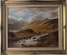 S. R. Knowles large oil painting landscape" Approaching Storm" signed framed