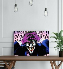 JOKER -FRAMED CANVAS WALL ART SUPERHERO PICTURE PAPER PRINT- DC PURPLE GREEN