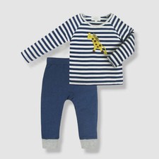 $70 Albetta Baby Blue Two-Piece Giraffe Applique Set Size 18-24M