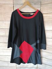 Libra Womens Dress Size 16 Black Red Long Bracelet Sleeve Length Stretch Tunic