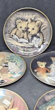 5 Limited Edition Franklin Mint Display Plates Sue Willis Teddy Bear And Kittens
