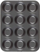 KasaBona 12 Cup Muffin Cake Pan Baking Tray Deep Tin Bun Sheet Non Stick