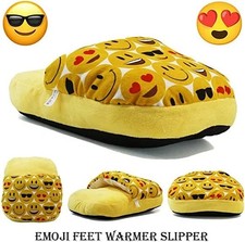 EMOJI JUMBO DOUBLE SLIPPER COMFY FEET PLUSH FUR COSY SNUGGLE FOOT WARMER NEW