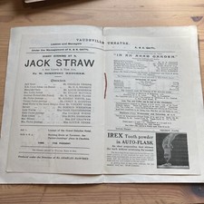 c. 1908 Theatre Programme “Jack Straw” By W. Somerset Maugham, Vaudeville