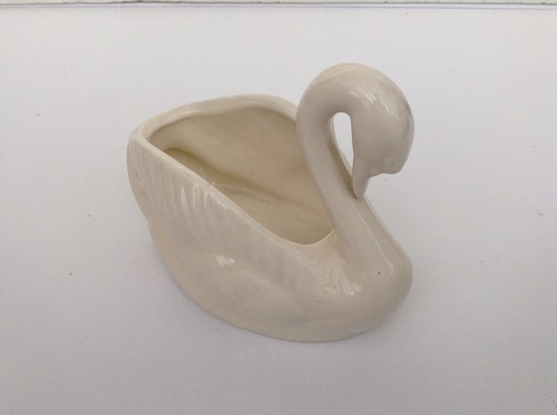 Ceramic swan trinket - swan, white