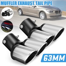 2X Tailpipe Twin Exhaust Tip End Chrome Trim 63mm Double Tail Pipe Rear Muffler
