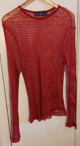 Fishnet mesh top red dark - red,