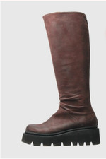 Gorgeous Lofina Brown Leather Knee-High Chunky Boots Size EU 38 UK 5, Worn Twice