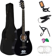 38" Black Acoustic Guitar Full Package w/ Accessories 4/4 Size 6 Strings