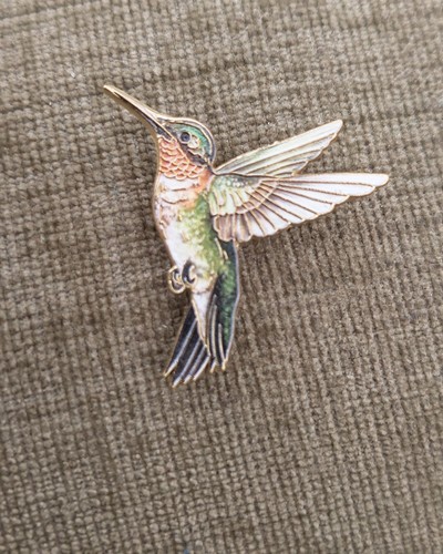 Green hummingbird enamel - enamel, pin
