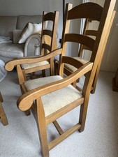 Solid Oak Outstanding French Ladder Back Dining Chairs 4 and 2 Carvers Set