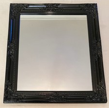 Beautiful Vintage Wooden Ornate Black Frame Mirror 73cm x 63cm