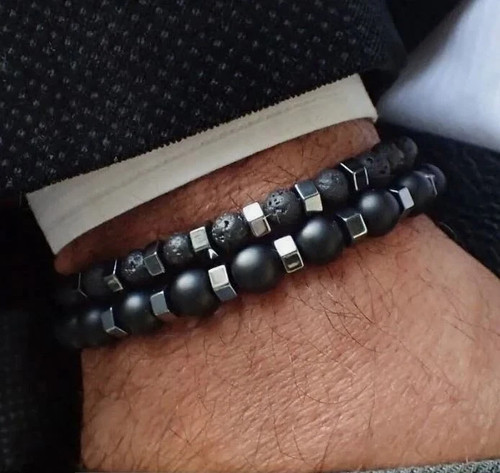 Men gemstone strand bracelet - gemstone,