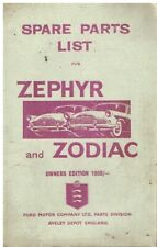 FORD ZEPHYR Mk2 ZODIAC Mk2 SALOON CONVERTIBLE 1959 OWNERS ILLUSTRATED PARTS LIST
