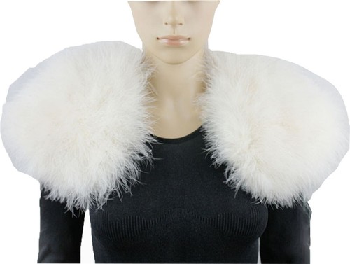 Real ostrich feather fur shrug - fur,