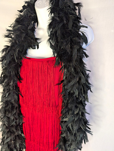 Black feather boa - black, fancy