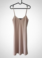Women’s Sexy Rose Gold Pink Satin-strap Slip Dress Lingerie Nightdress 14 16