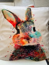 Rabbit cute multicolour 16 x 16 inch  Zipped Cushion Cover Soft Polyester