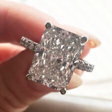 3.7Ctw Radiant Cut Moissanite Classic Engagement Ring In 14K White Gold Plated