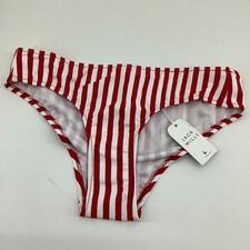 Jack Wills UK 10 Helton Red White Striped Bikini Bottoms Swimwear Beach NWT