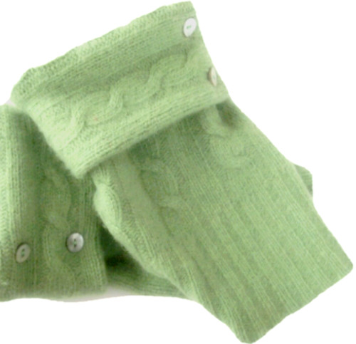 Fingerless gloves green - green, angora