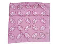 Authentic Cartier Scarf 2C Pink 100% Silk Women's Logo