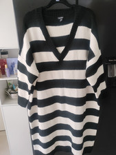 Ladies white black striped long jumper dress size 24 Boohoo branded