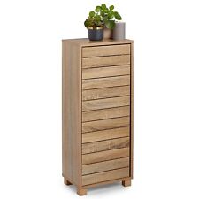Bathroom Storage Cabinet Slim Tallboy With Door Cupboard Shelves Oak Cupboard