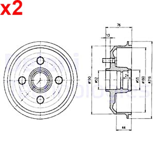 Brake drum delphi fits ford - 2x,
