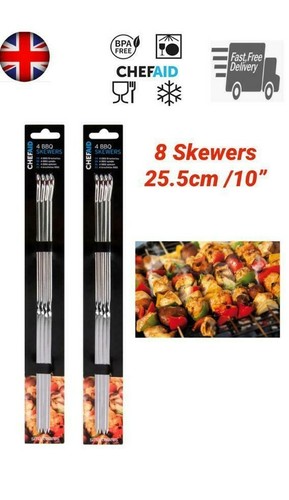 Stainless steel bbq skewers - 8,