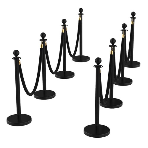 8pcs stanchions and - 8pcs, black