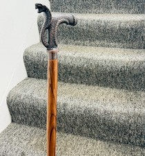 Chritmas  Gift Antique Finish King Cobra Snake Head Handle Walking Cane Stick