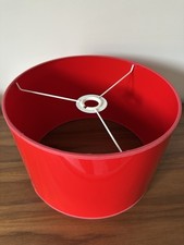 Vintage 1980s Habitat Drum Lampshade Light shade Red Plastic / Vinyl Gloss 30x20