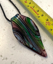 VINTAGE curved GLASS Pendant - 1970s Coloured like Dragonfly's Wing DICHROIC