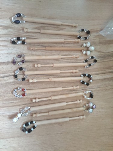 13x wooden lace making bobbins - wooden,