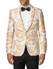 Mens Peach Paisley Brocade