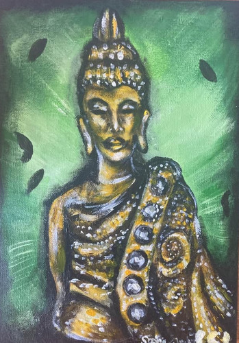 Golden buddha painting - buddha,