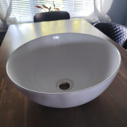 White ceramic round vessel - ceramic,