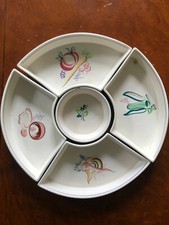 1950s Retro 5 Piece Poole Pottery Hors D'oeuvres Platter Dishes