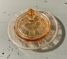 Pink Depression Glass Covered Butter Dish Circa 1930s USA 6” Diameter Mint