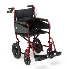 Days Escape Lite Wide Attendant-Propelled Transit Wheelchair (Ruby Red)