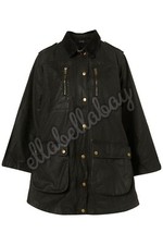 TOPSHOP Dark Khaki Washed Black Wax Cape Poncho Swing Trench Autumn Jacket UK10