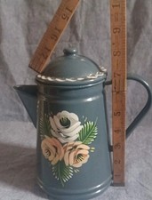 Vintage Barge Ware Folk Art Floral Coffee Pot, By Rossvar Wales 