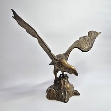 Vintage Heavy Brass Eagle Ornament Figure 15 Inch Wingspan 38cm Wide Desk