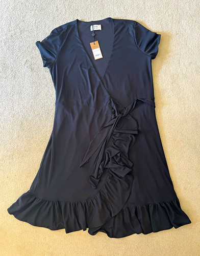 Hush black wrap midi dress - black,