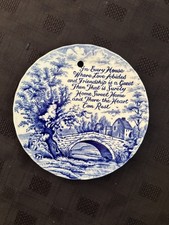 Burleigh Ironstone Blue & White “Home Sweet Home”  Rime, Staffordshire England 