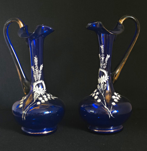 Bristol blue glass ewers hand - bristol,