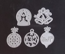 5 Christmas cutting dies, 3 Baubles, 1 Snowglobe, 1 Bells 