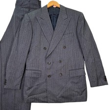 VINTAGE Mariano Rubinacci Mens 40R Double Breasted Suit Wool Gray Italy 32x30