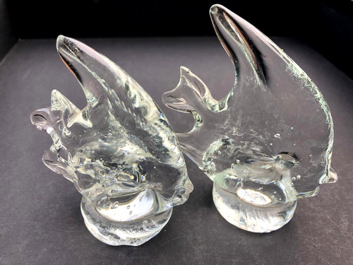 Pair clear art glass - pair,